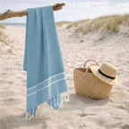 Fouta jacquard coton 100x200 SIENNA bleu orage