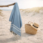 Fouta jacquard coton 100x200 SIENNA bleu orage