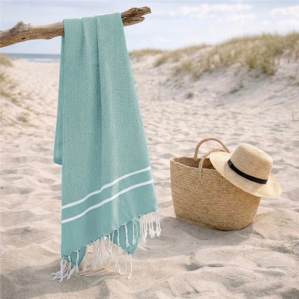 Fouta jacquard coton 100x200 SIENNA vert jade