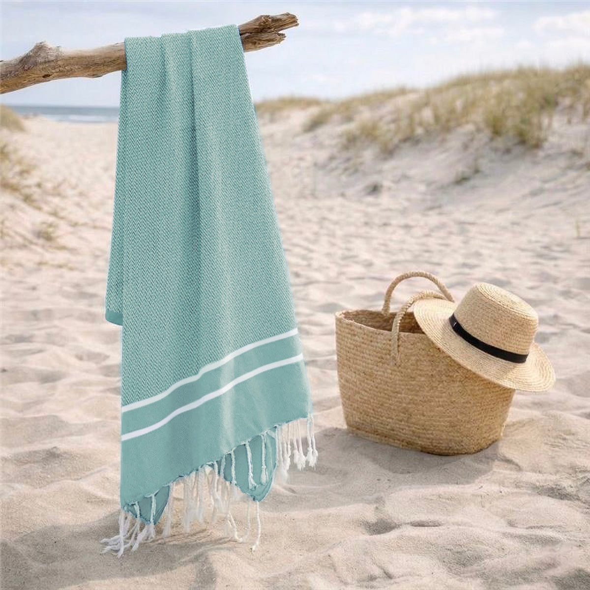 Fouta jacquard coton 100x200 SIENNA vert jade