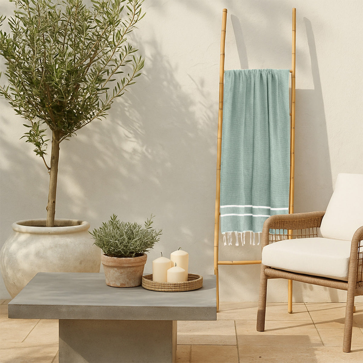 Fouta jacquard coton 100x200 SIENNA vert jade
