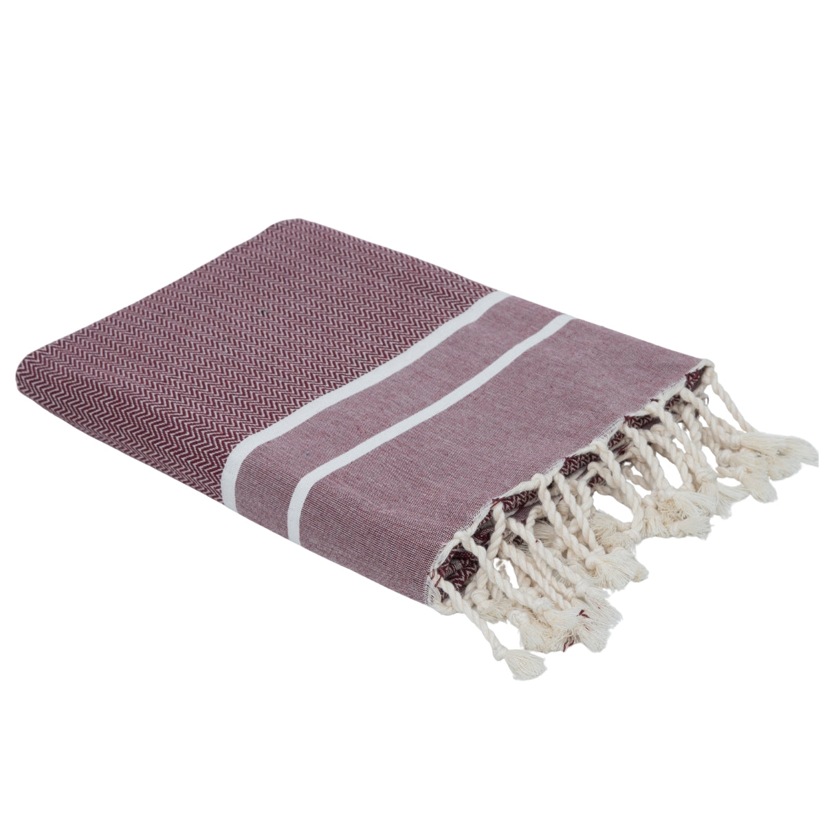 Fouta jacquard coton 100x200 SIENNA rouge bordeaux