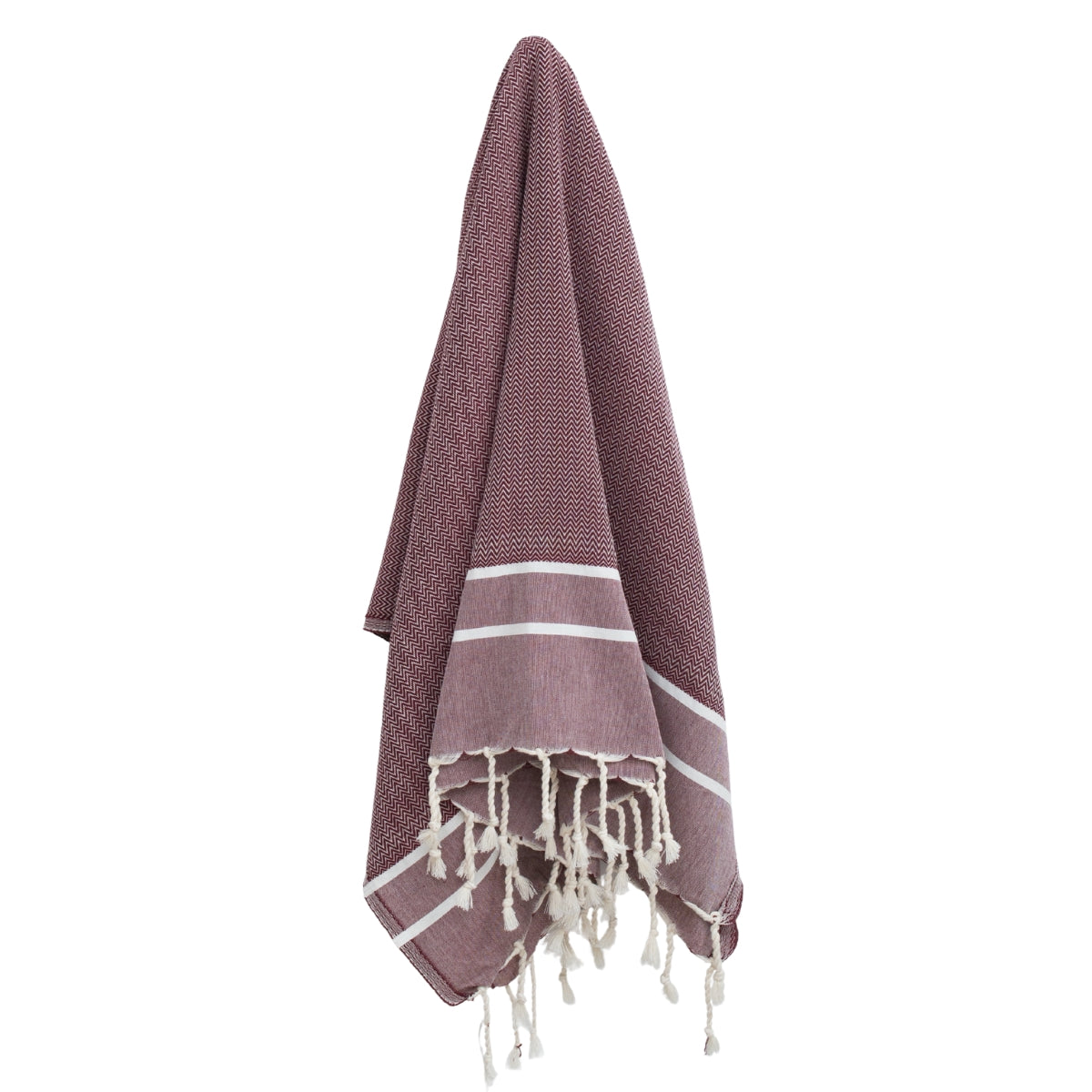 Fouta jacquard coton 100x200 SIENNA rouge bordeaux