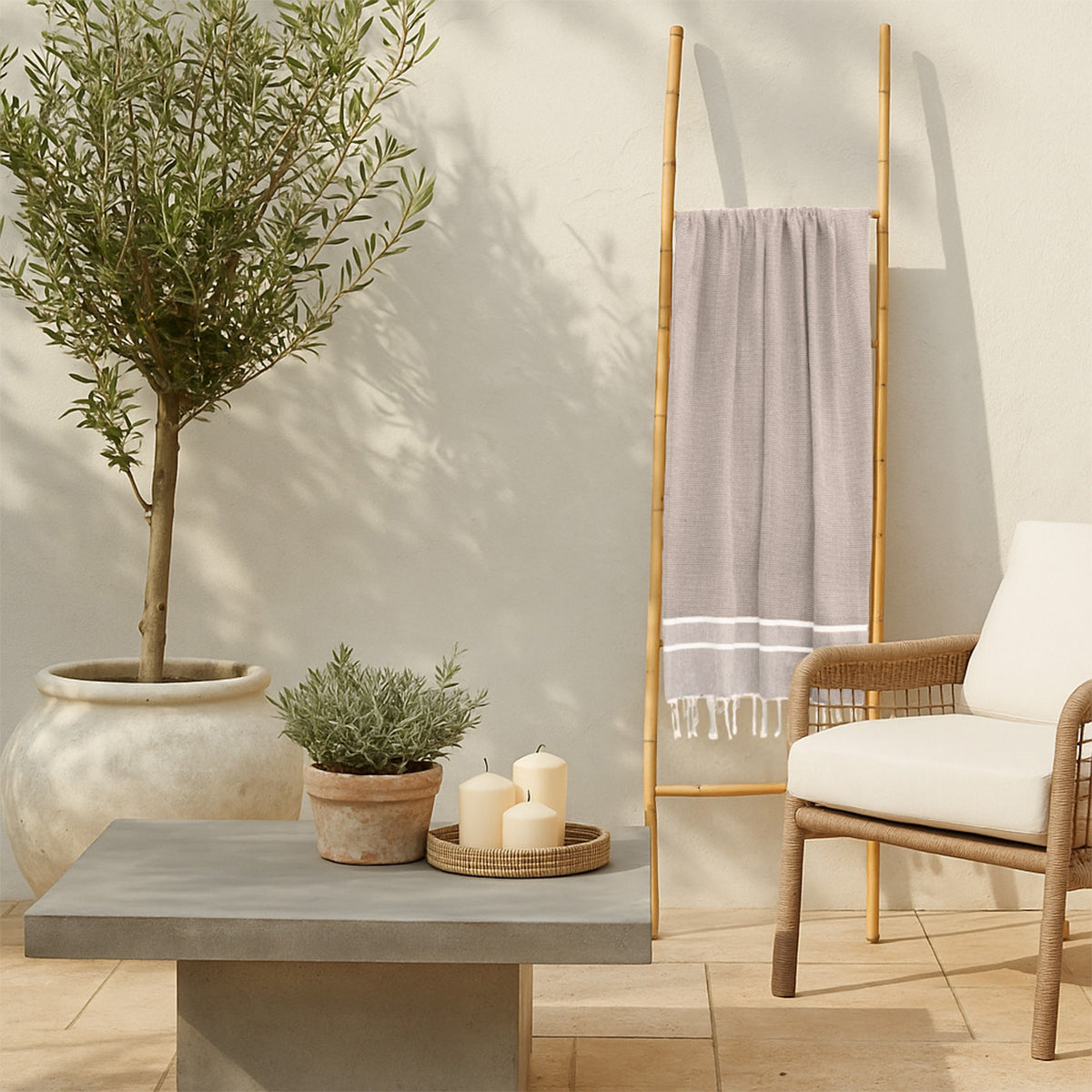 Fouta jacquard coton 100x200 SIENNA latte