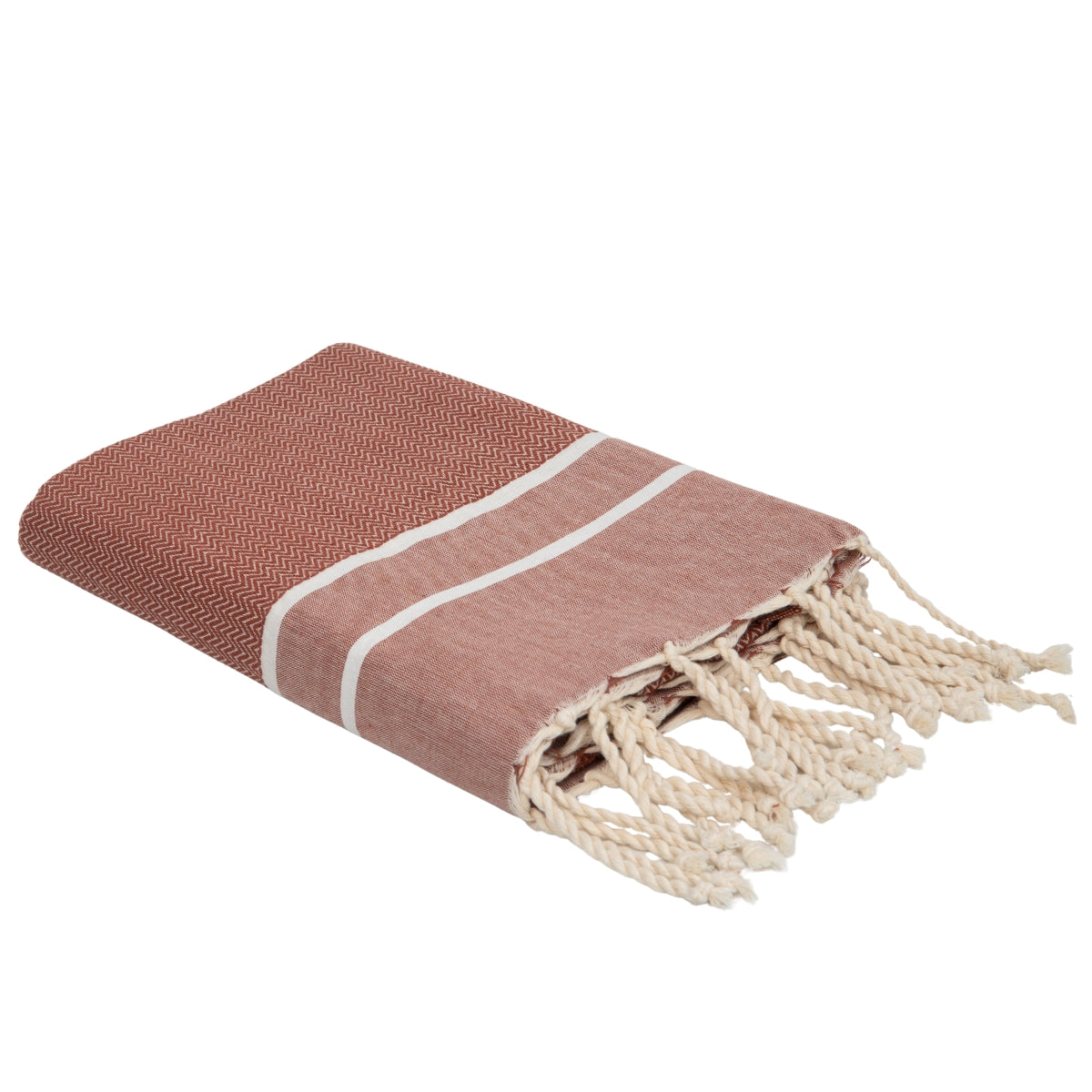 Fouta jacquard coton 100x200 SIENNA rouge tomette