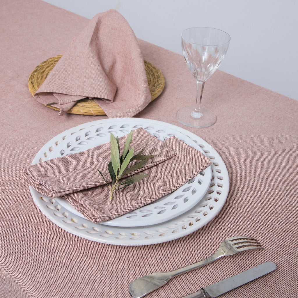 Lot de 4 serviettes de table coton 45x45 COLETTE - rouge tomette