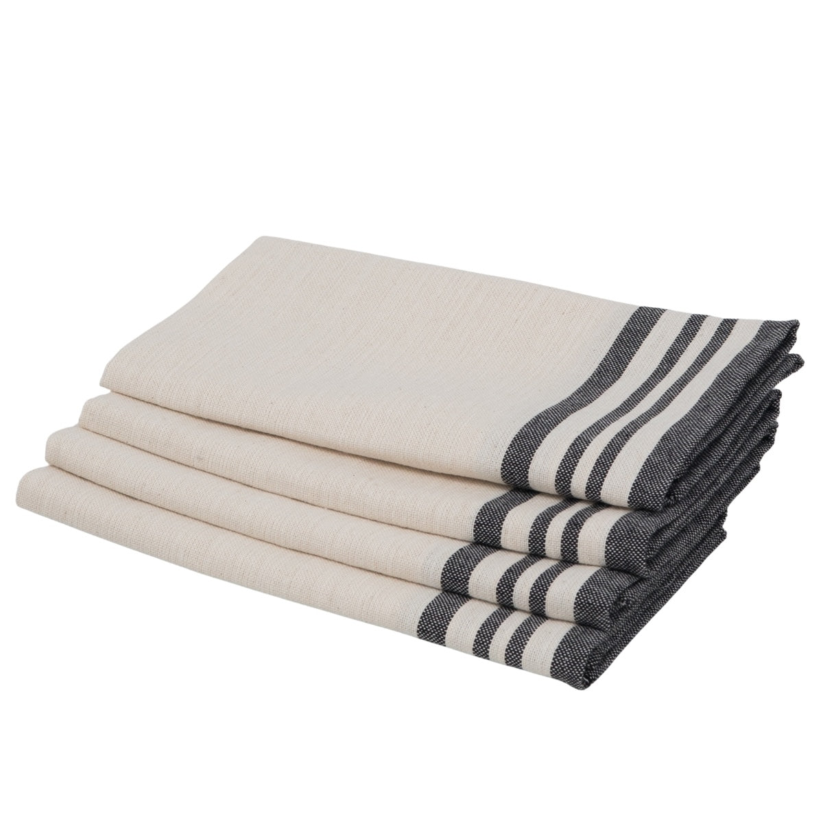 Lot de 4 serviettes de table coton 45x45 GUETARY beige lin / noir