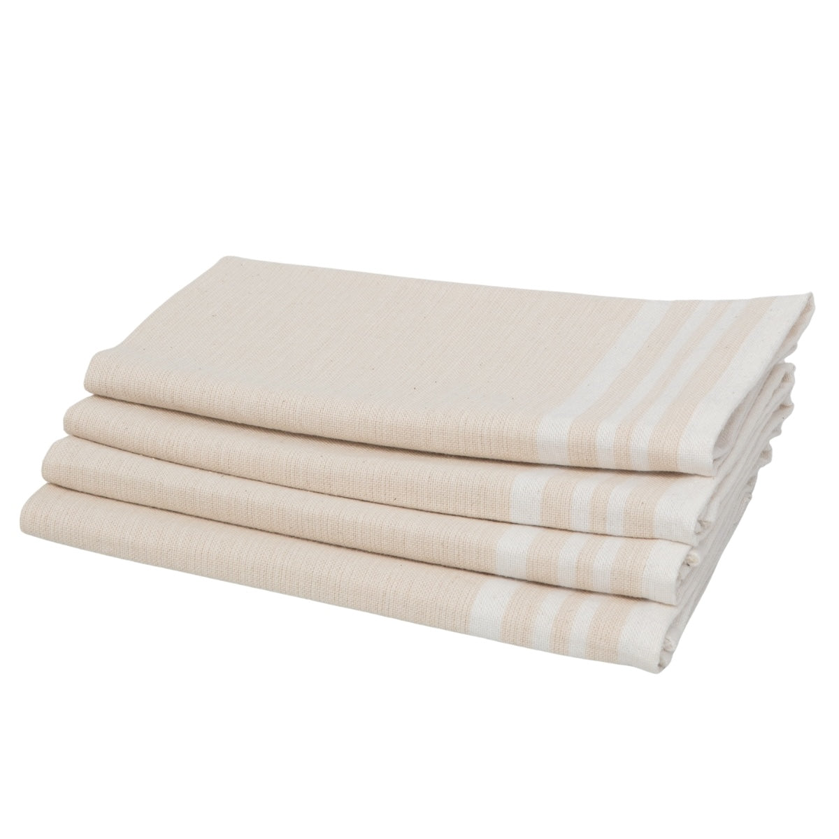 Lot de 4 serviettes de table coton 45x45 GUETARY beige lin / blanc