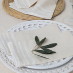 Lot de 4 serviettes de table coton 45x45 GUETARY beige lin / blanc