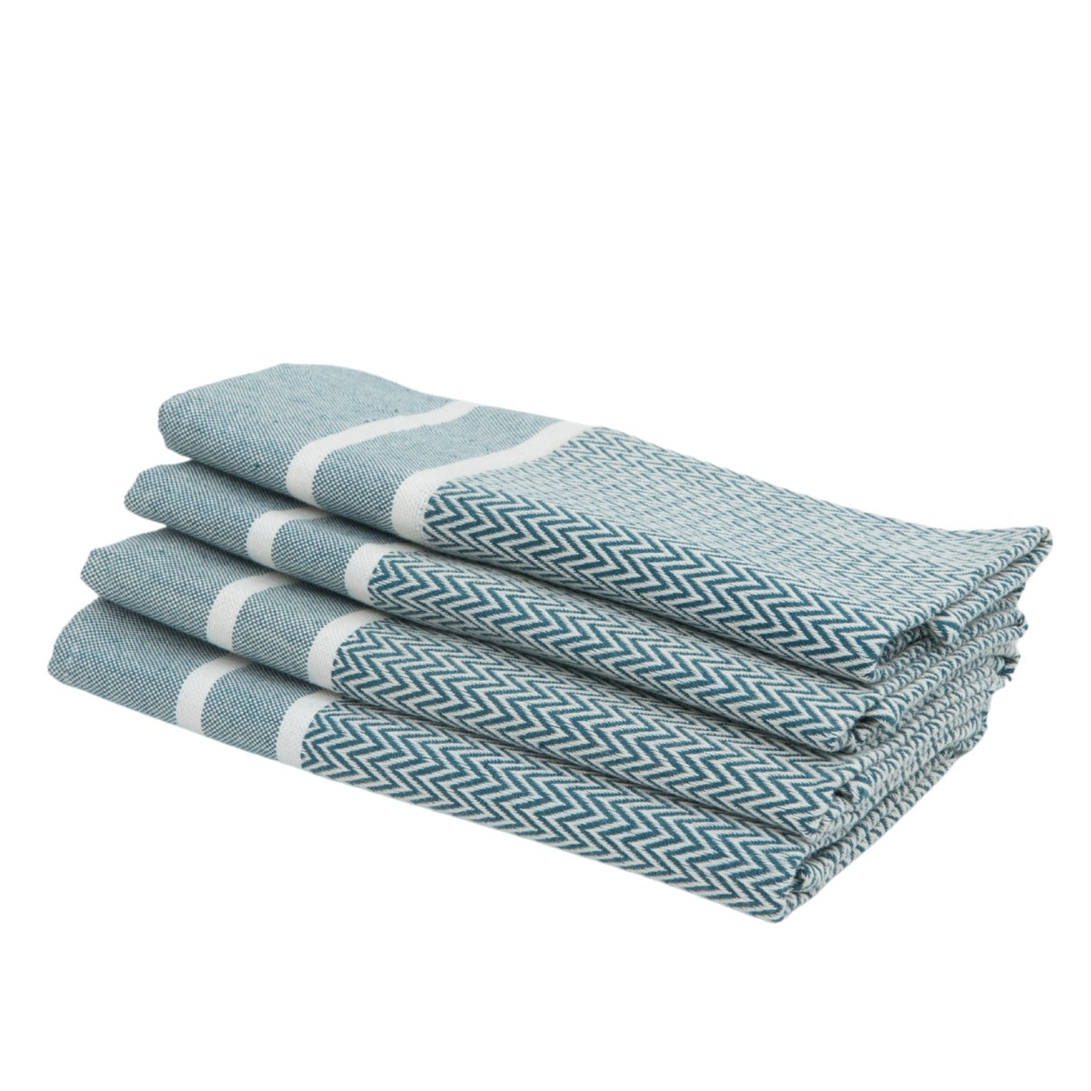 Lot de 4 serviettes de table coton 45x45 SIENNA bleu pétrole