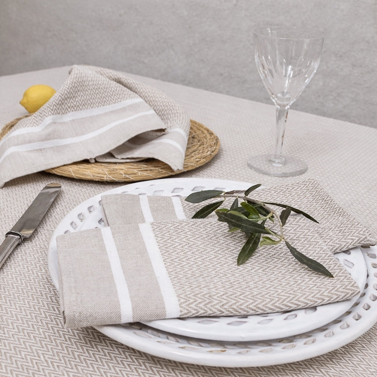 Lot de 4 serviettes de table coton 45x45 SIENNA beige