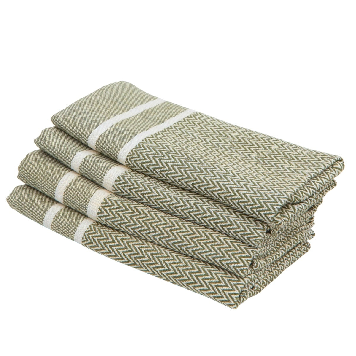 Lot de 4 serviettes de table coton 45x45 SIENNA vert olive