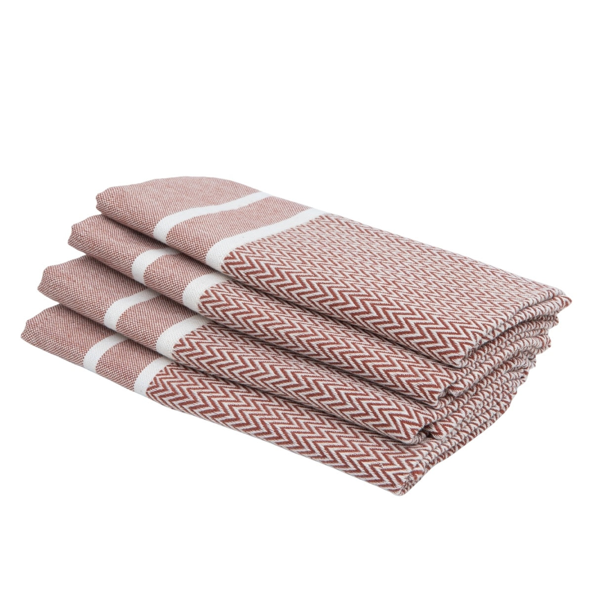 Lot de 4 serviettes de table coton 45x45 SIENNA rouge tomette