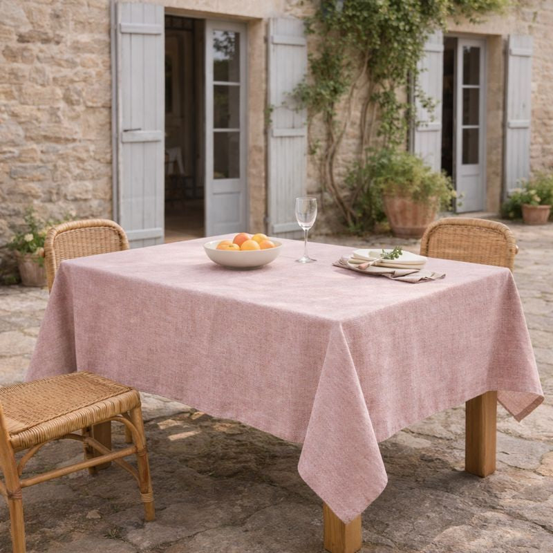 Nappe + 4 serviettes coton 150x250 COLETTE - rouge tomette