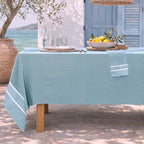 Nappe + 4 serviettes coton 150x250 SIENNA bleu pétrole
