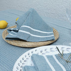 Nappe + 4 serviettes coton 150x250 SIENNA bleu pétrole