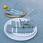 Nappe + 4 serviettes coton 150x250 SIENNA bleu pétrole