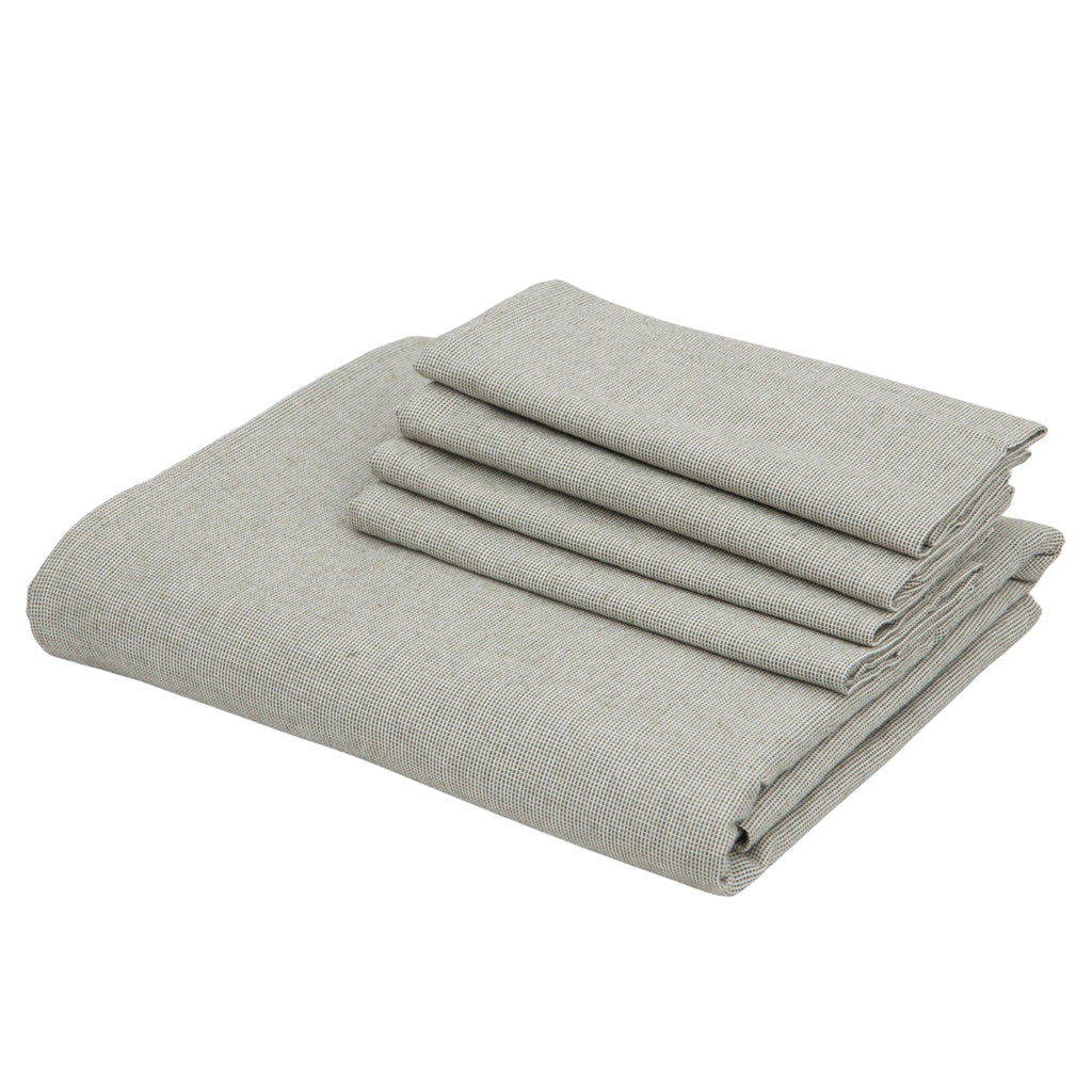 Nappe + 4 serviettes coton 150x250 COLETTE - vert olive