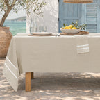Nappe + 8 serviettes coton 160x300 SIENNA beige