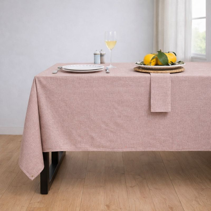 Nappe + 8 serviettes coton 180x300 COLETTE - rouge tomette