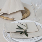 Nappe + 8 serviettes coton 180x300 COLETTE - taupe clair