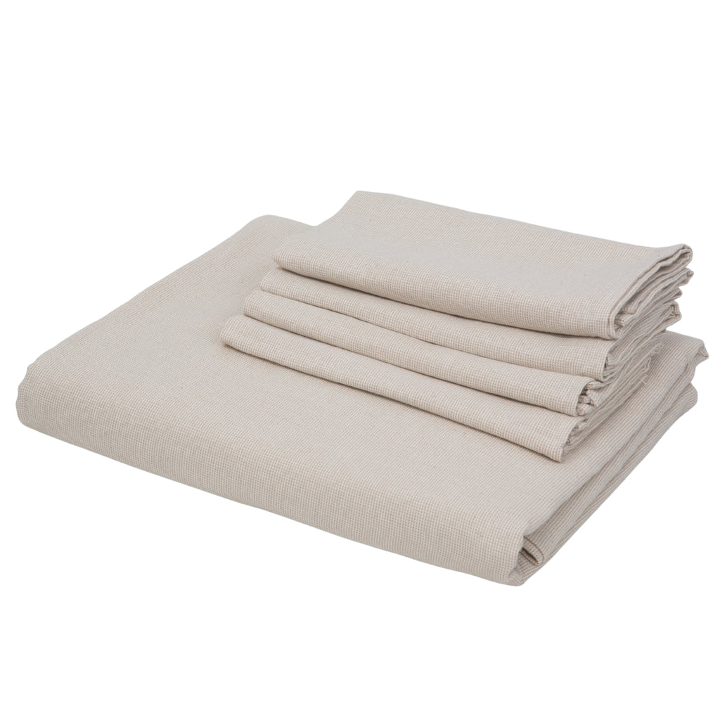 Nappe + 8 serviettes coton 180x350 COLETTE - taupe clair