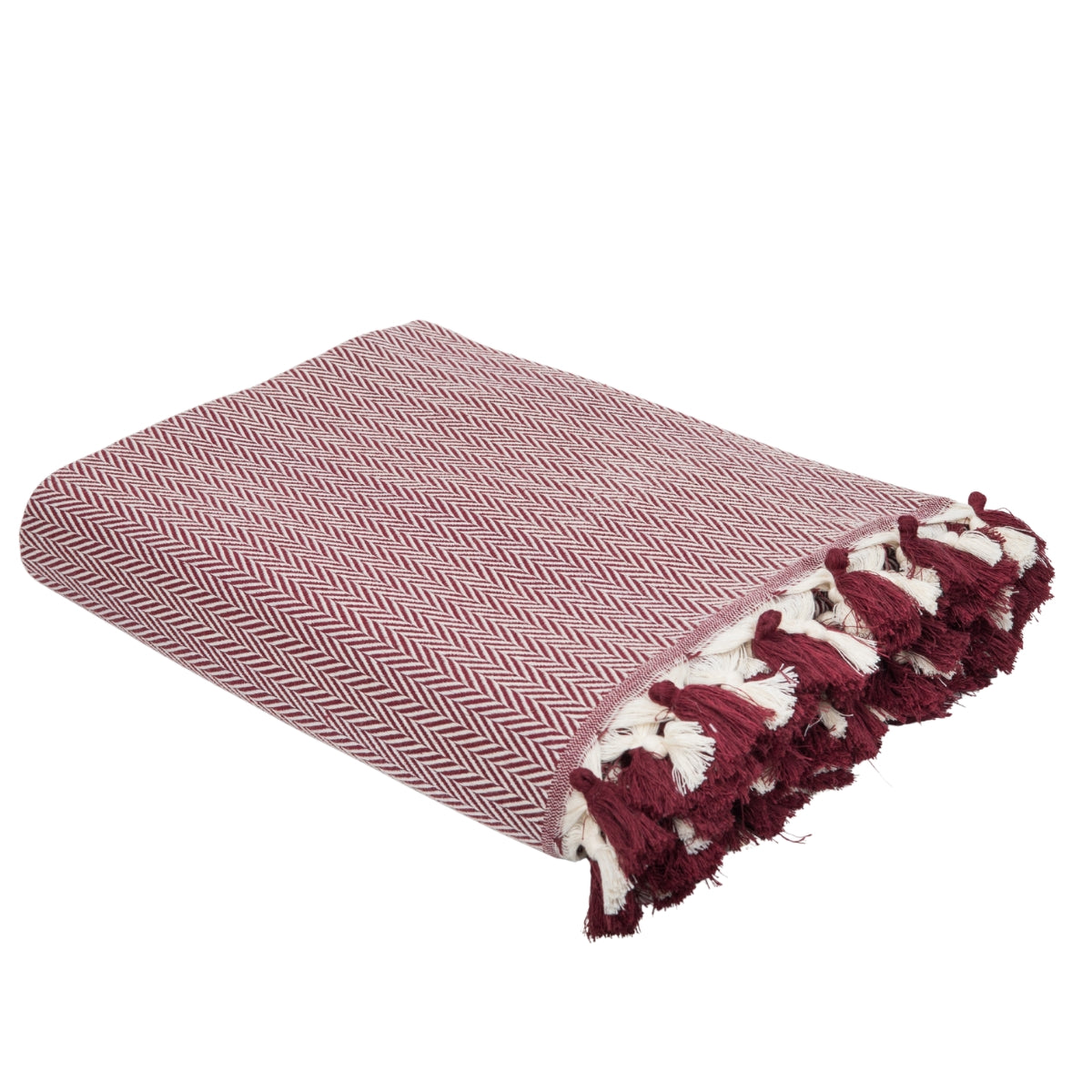 Plaid coton rouge bordeaux MEGEVE - 130x170 cm