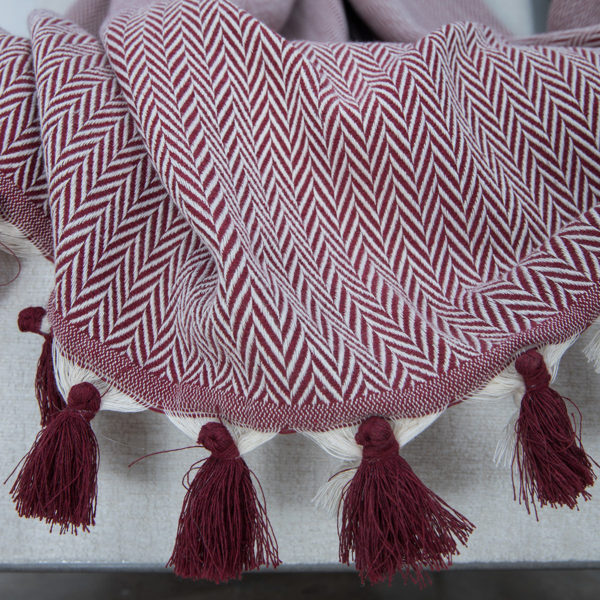 Plaid coton rouge bordeaux MEGEVE - 130x170 cm