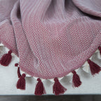 Plaid coton rouge bordeaux MEGEVE - 130x170 cm