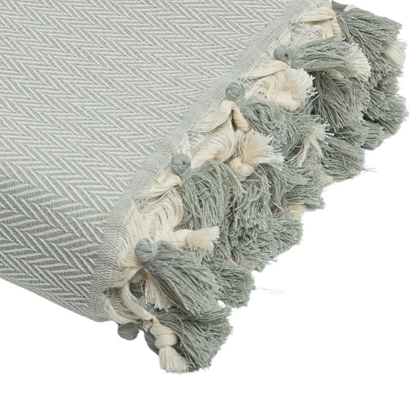 Plaid coton vert céladon MEGEVE - 160x250 cm