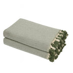 Set de 2 plaids coton 130x170 MEGEVE - vert olive