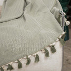 Set de 2 plaids coton 130x170 MEGEVE - vert olive