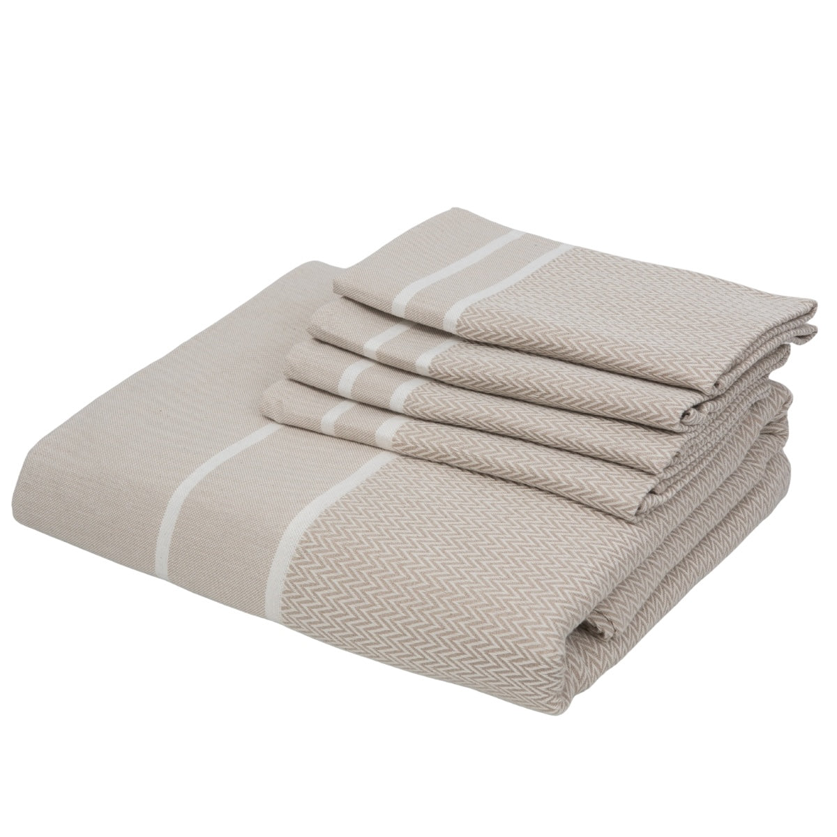 Nappe + 10 serviettes coton 160x400 SIENNA - beige
