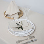 Nappe + 10 serviettes coton 180x400 COLETTE - taupe clair