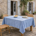 Nappe + 10 serviettes coton 180x400 COLETTE - bleu grec