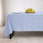 Nappe + 10 serviettes coton 180x400 COLETTE - bleu grec