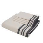 Nappe + 10 serviettes coton 180x400 GUETARY - beige lin / noir
