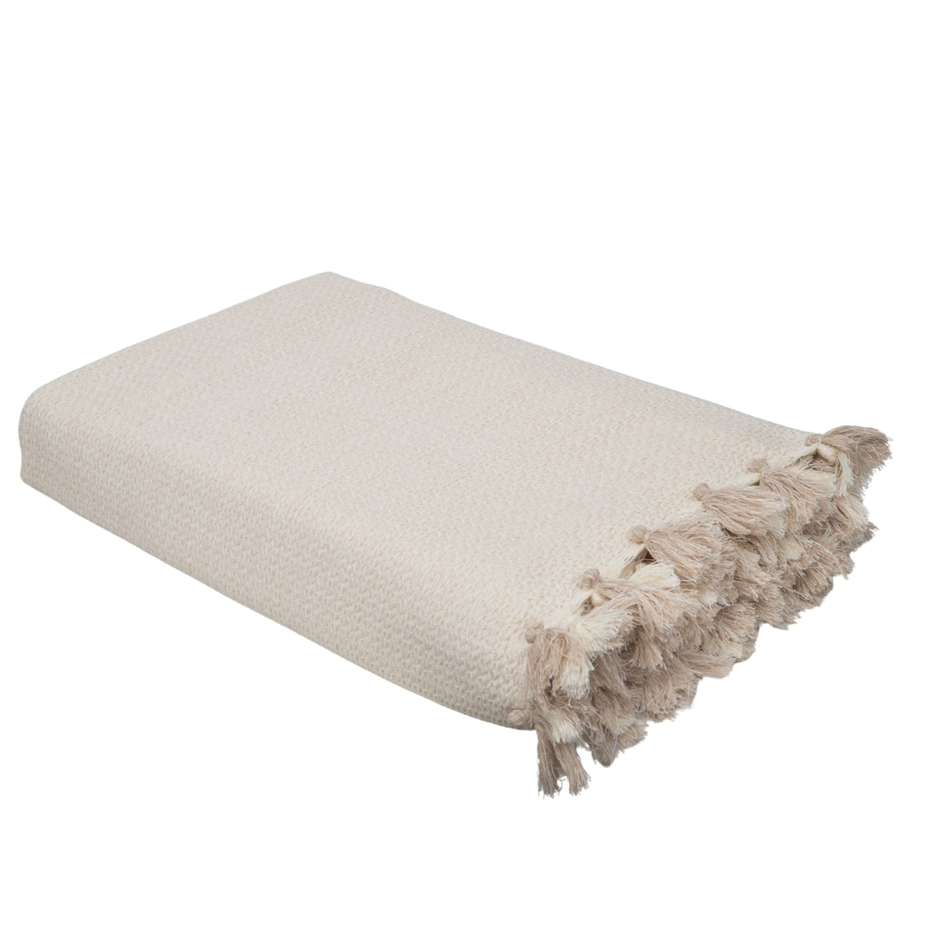Plaid coton beige lin VERBIER - 130x170 cm