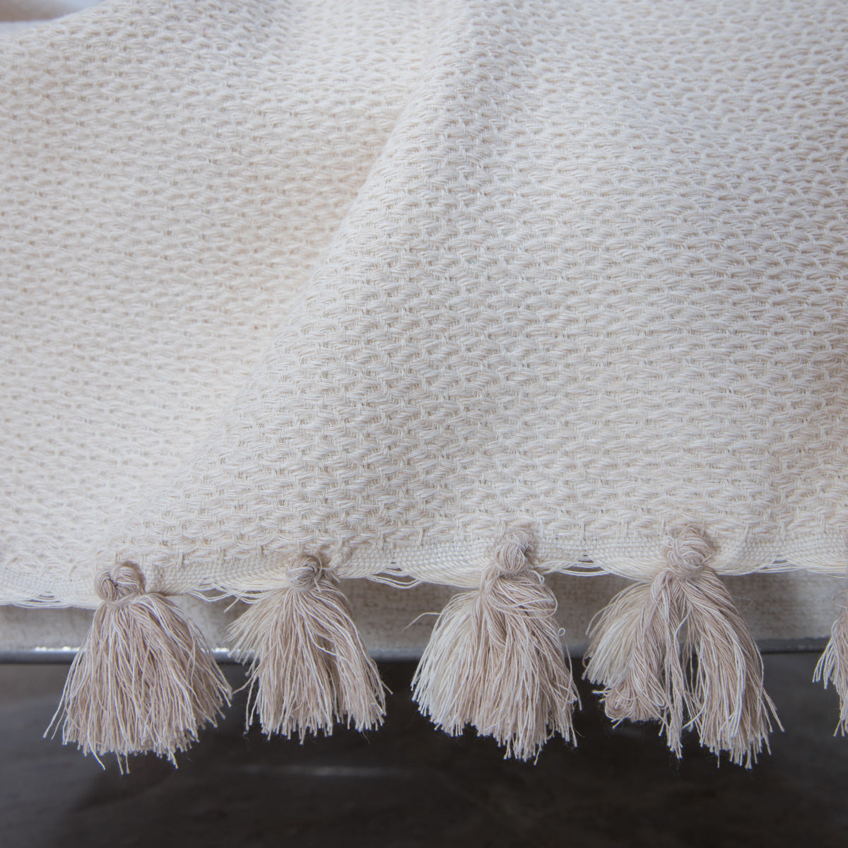 Plaid coton beige lin VERBIER - 130x170 cm