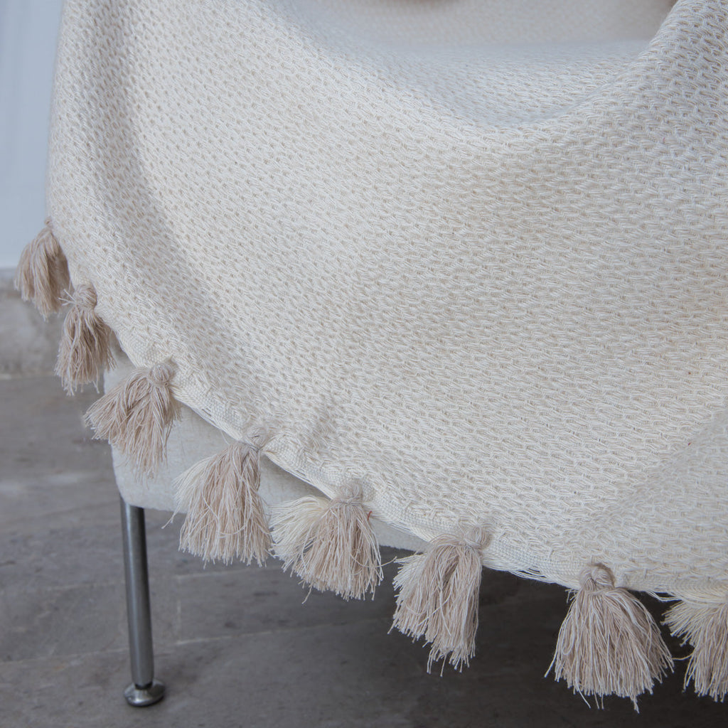 Plaid coton beige lin VERBIER - 130x170 cm