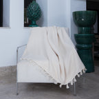 Plaid coton beige lin ZERMATT - 130x170 cm