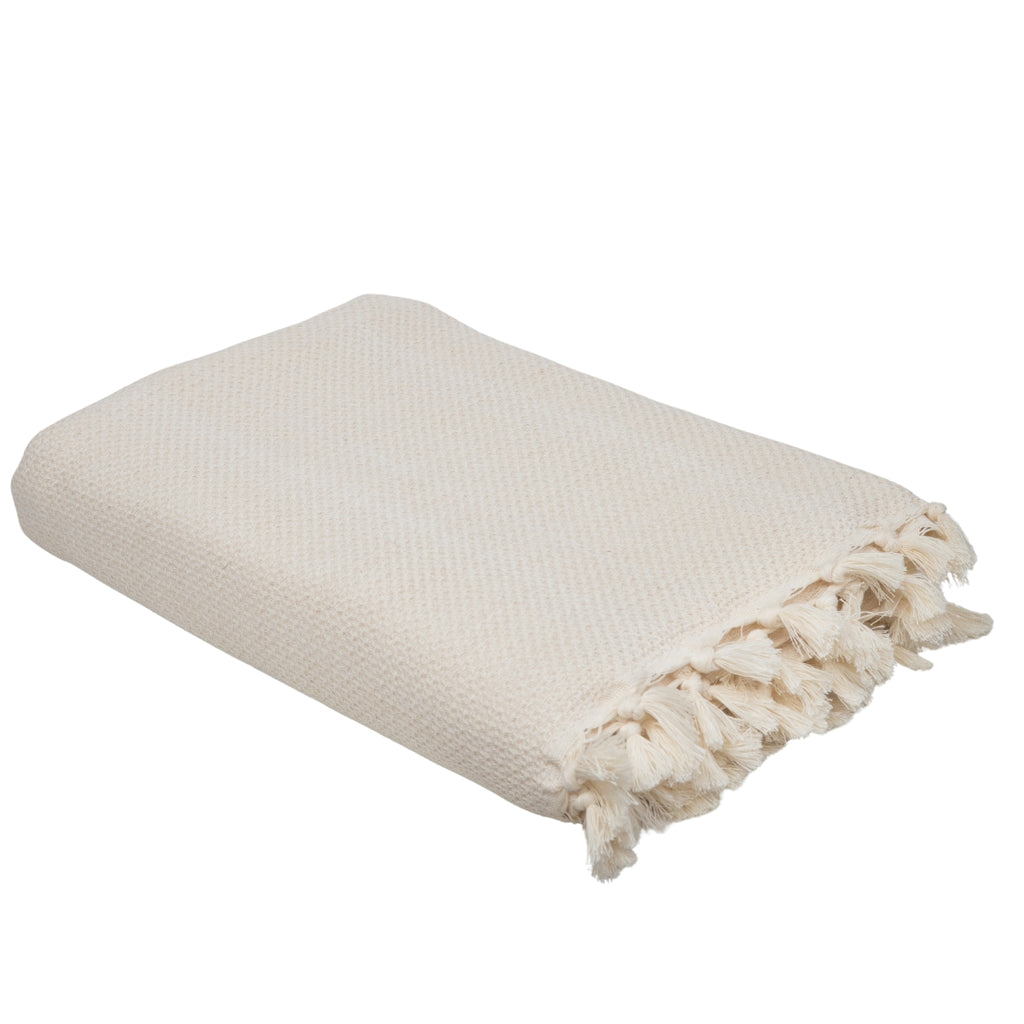 Plaid coton beige lin ZERMATT - 130x170 cm