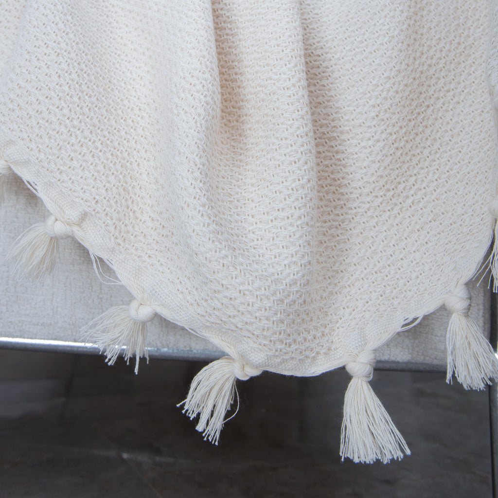 Plaid coton beige lin ZERMATT - 130x170 cm