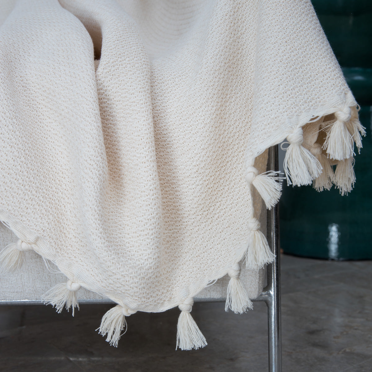 Plaid coton beige lin ZERMATT - 130x170 cm