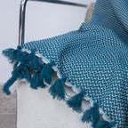 Plaid coton bleu pétrole VERBIER - 160x250 cm