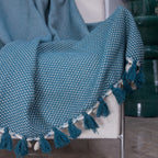 Plaid coton bleu pétrole VERBIER - 160x250 cm