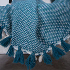 Plaid coton bleu pétrole VERBIER - 160x250 cm