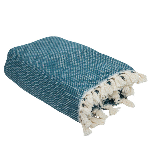 Plaid coton bleu pétrole ZERMATT