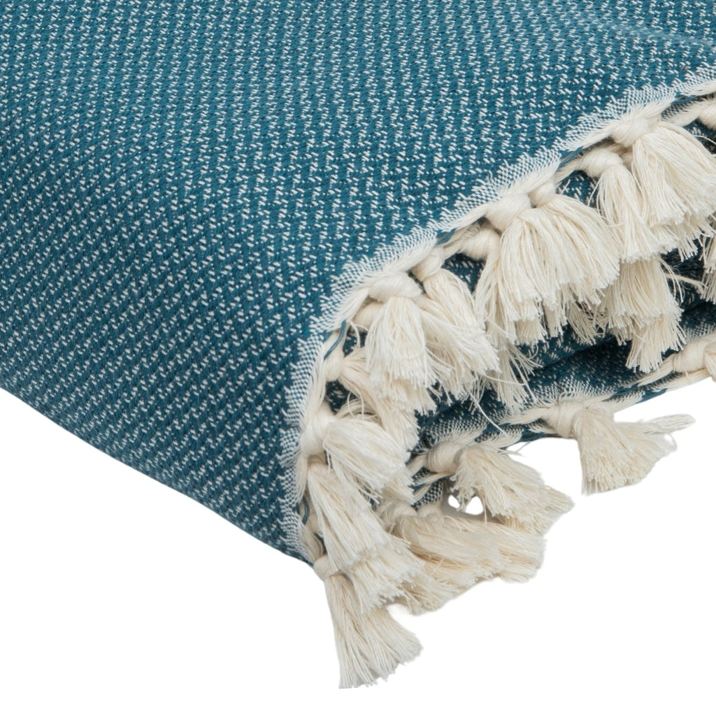 Plaid coton bleu pétrole ZERMATT - 130x170 cm