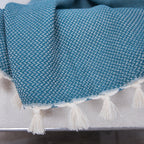 Plaid coton bleu pétrole ZERMATT - 130x170 cm